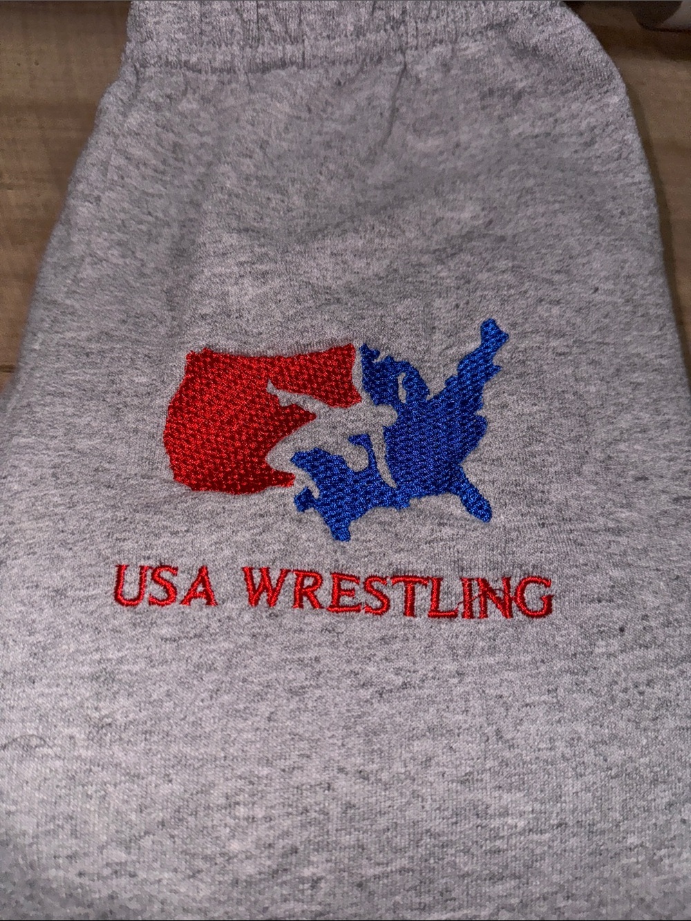Gildan Gray Kids Sweatpants with Red & Blue USA Wrestling Embroidery